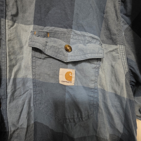 Carhartt Men's Relaxed Fit Blue Plaid Shirt Size 2XL - Picture 2 of 6